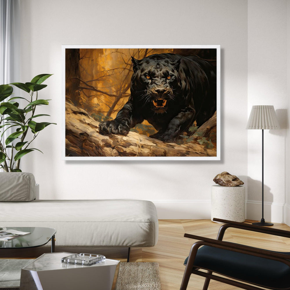 Fierce Black Panther Canvas, Wild Animal Wall Art, Jungle Predator Painting, Wildlife Canvas Decoration, Roaring Gift Art, Home Decor, Print