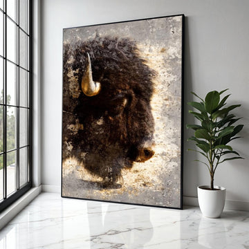 Majestic Bison Portrait Canvas, Rustic Animal Wall Art, Wildlife Home Decor, Large Buffalo Head Print, Nature Gift Art, Home Decor, Print