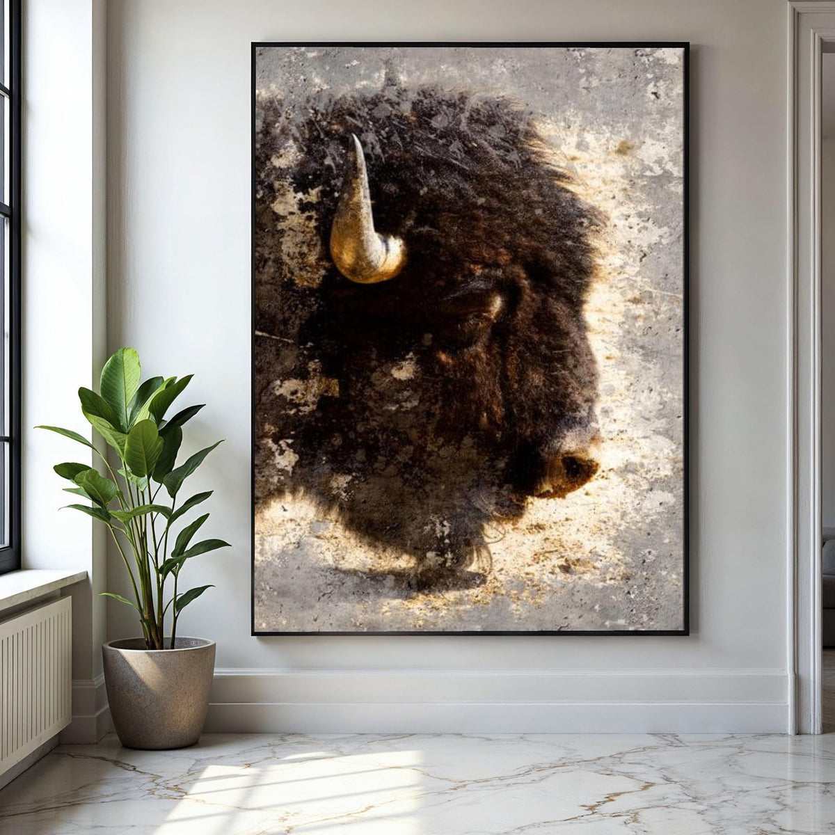 Majestic Bison Portrait Canvas, Rustic Animal Wall Art, Wildlife Home Decor, Large Buffalo Head Print, Nature Gift Art, Home Decor, Print