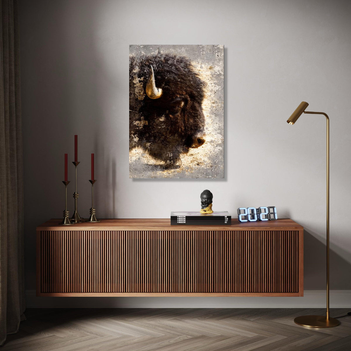 Majestic Bison Portrait Canvas, Rustic Animal Wall Art, Wildlife Home Decor, Large Buffalo Head Print, Nature Gift Art, Home Decor, Print