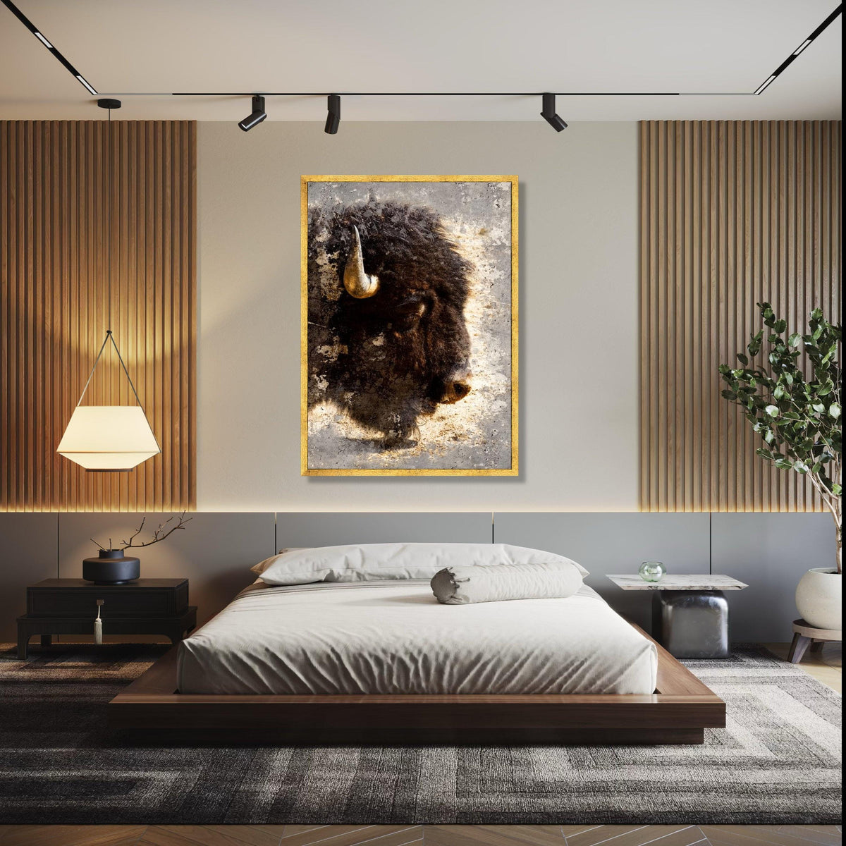 Majestic Bison Portrait Canvas, Rustic Animal Wall Art, Wildlife Home Decor, Large Buffalo Head Print, Nature Gift Art, Home Decor, Print