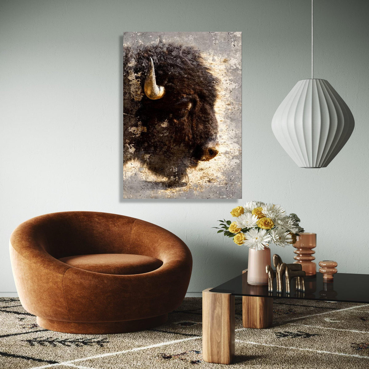 Majestic Bison Portrait Canvas, Rustic Animal Wall Art, Wildlife Home Decor, Large Buffalo Head Print, Nature Gift Art, Home Decor, Print