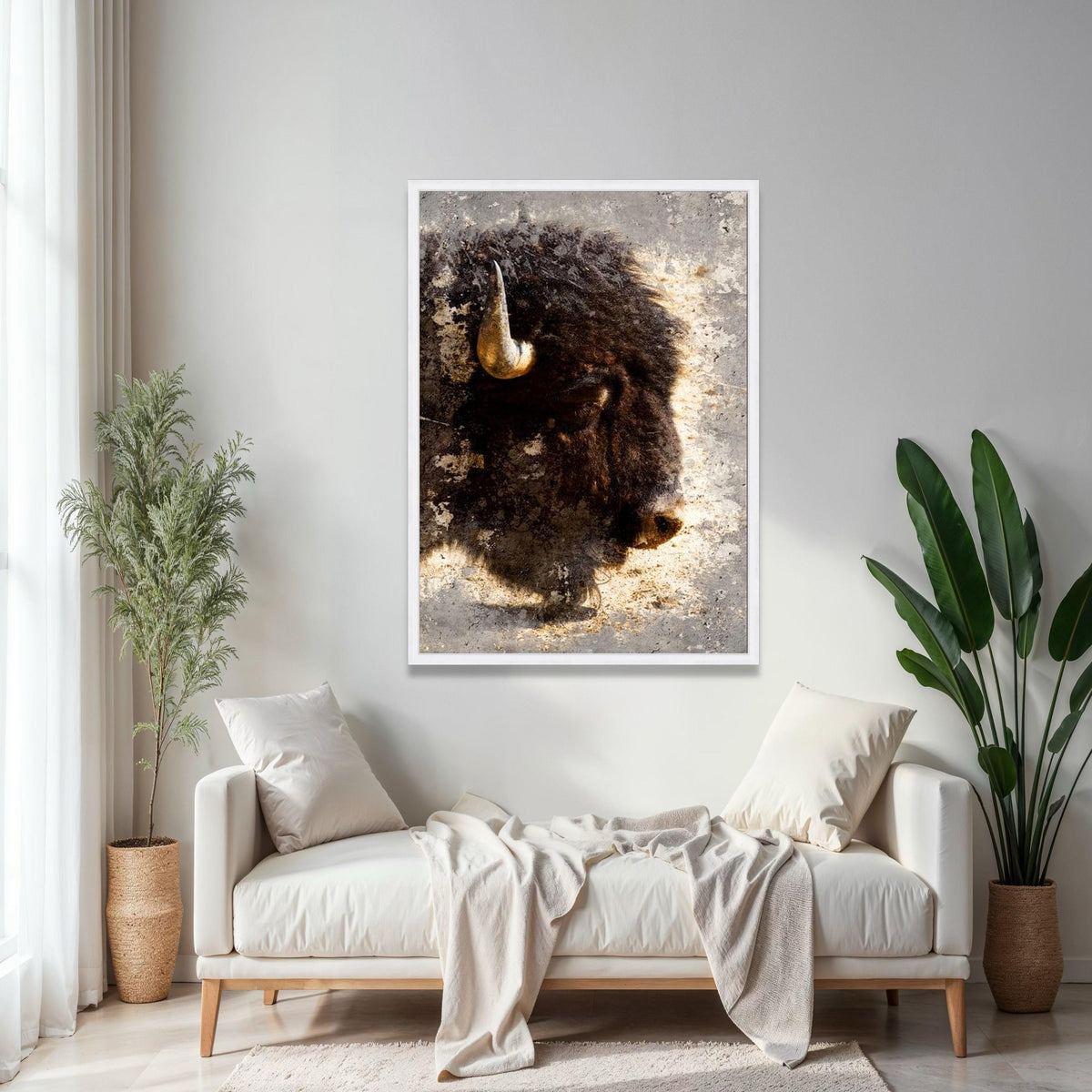 Majestic Bison Portrait Canvas, Rustic Animal Wall Art, Wildlife Home Decor, Large Buffalo Head Print, Nature Gift Art, Home Decor, Print