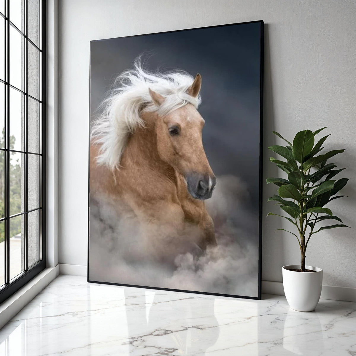 Majestic Palomino Horse Canvas Wall Art, Galloping Stallion Print, Wild Horse Decor, Equestrian Animal Canvas, Gift Art, Home Decor, Print