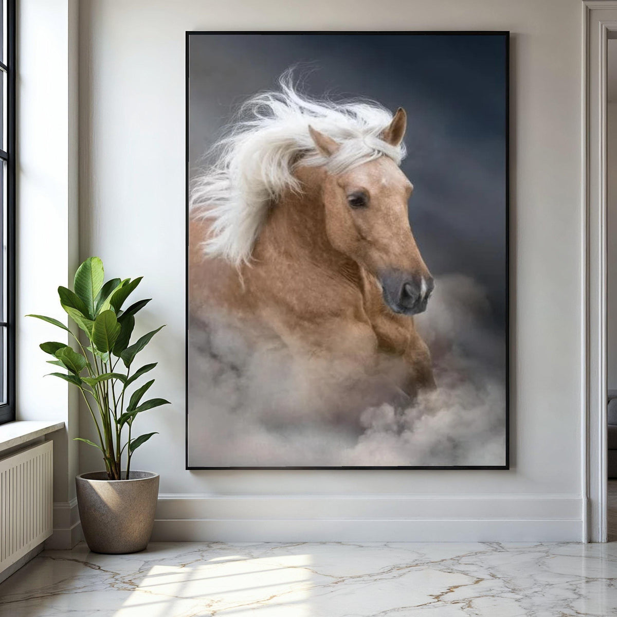 Majestic Palomino Horse Canvas Wall Art, Galloping Stallion Print, Wild Horse Decor, Equestrian Animal Canvas, Gift Art, Home Decor, Print