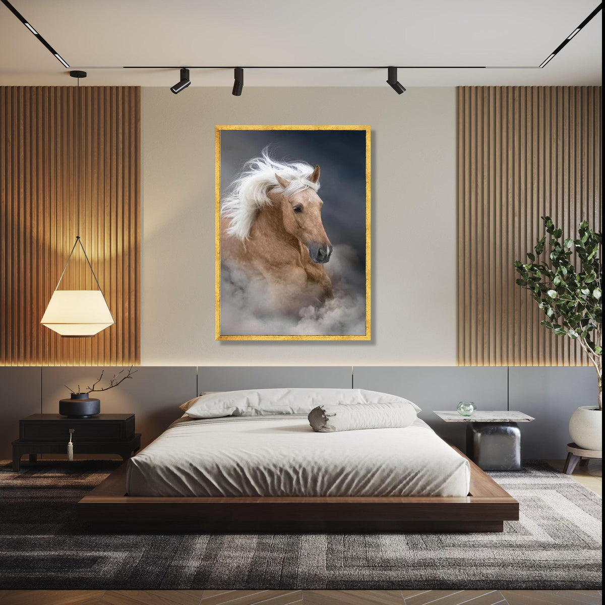 Majestic Palomino Horse Canvas Wall Art, Galloping Stallion Print, Wild Horse Decor, Equestrian Animal Canvas, Gift Art, Home Decor, Print
