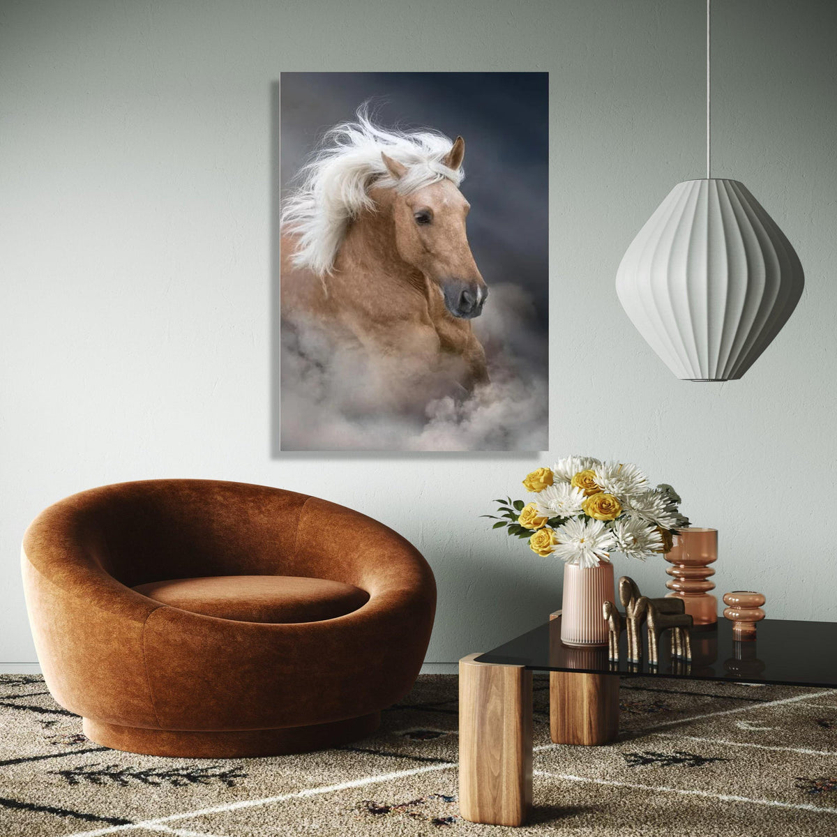 Majestic Palomino Horse Canvas Wall Art, Galloping Stallion Print, Wild Horse Decor, Equestrian Animal Canvas, Gift Art, Home Decor, Print