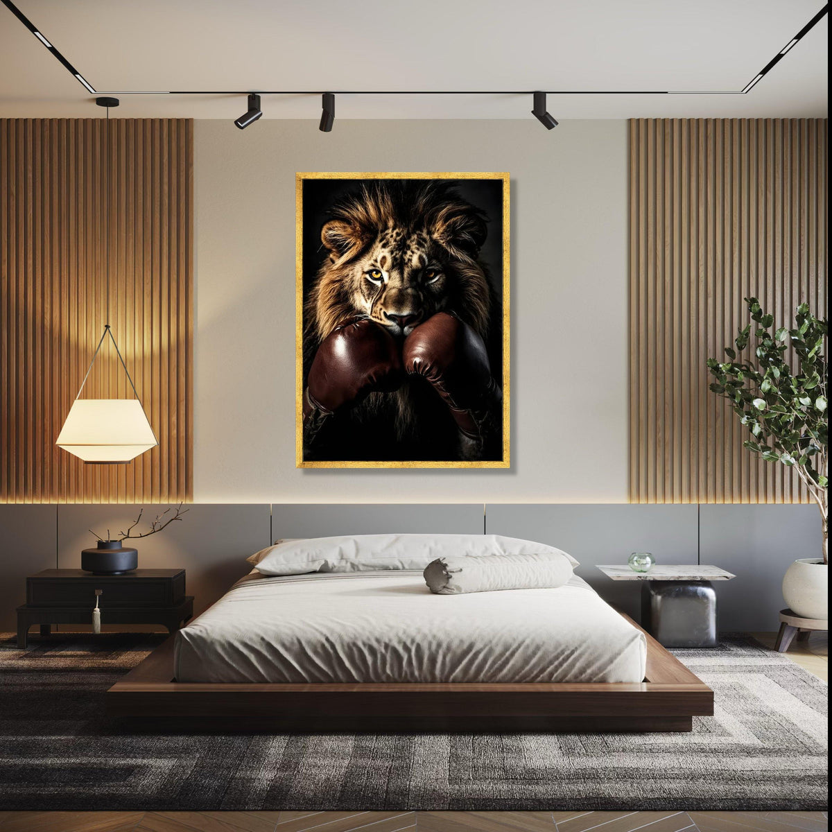 Fierce Lion with Boxing Gloves Canvas, Animal Sports Wall Art, Powerful Wildlife Portrait, Motivational Canvas Gift Art, Home Decor, Print
