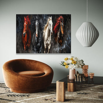 Majestic Galloping Horses Canvas Wall Art, Dynamic Horse Running Painting, Animal Wildlife Canvas, Home Décor Gift Art, Home Decor, Print