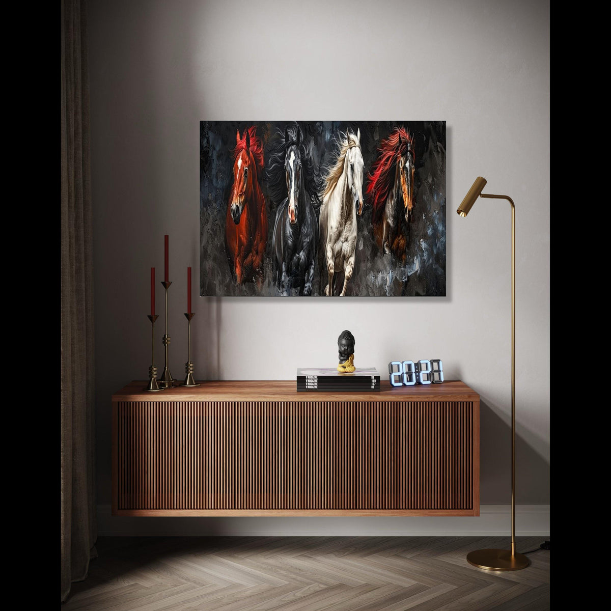 Majestic Galloping Horses Canvas Wall Art, Dynamic Horse Running Painting, Animal Wildlife Canvas, Home Décor Gift Art, Home Decor, Print