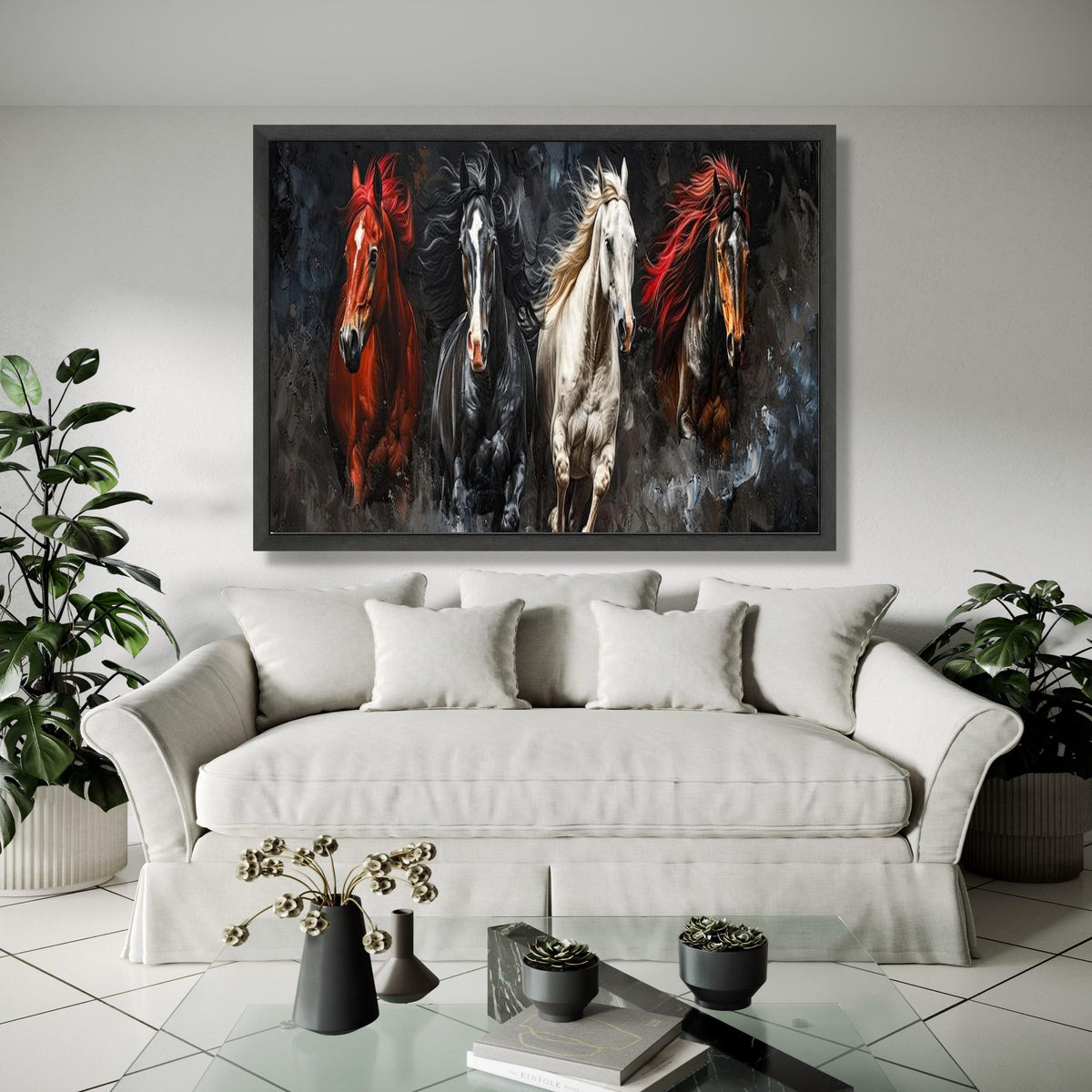 Majestic Galloping Horses Canvas Wall Art, Dynamic Horse Running Painting, Animal Wildlife Canvas, Home Décor Gift Art, Home Decor, Print
