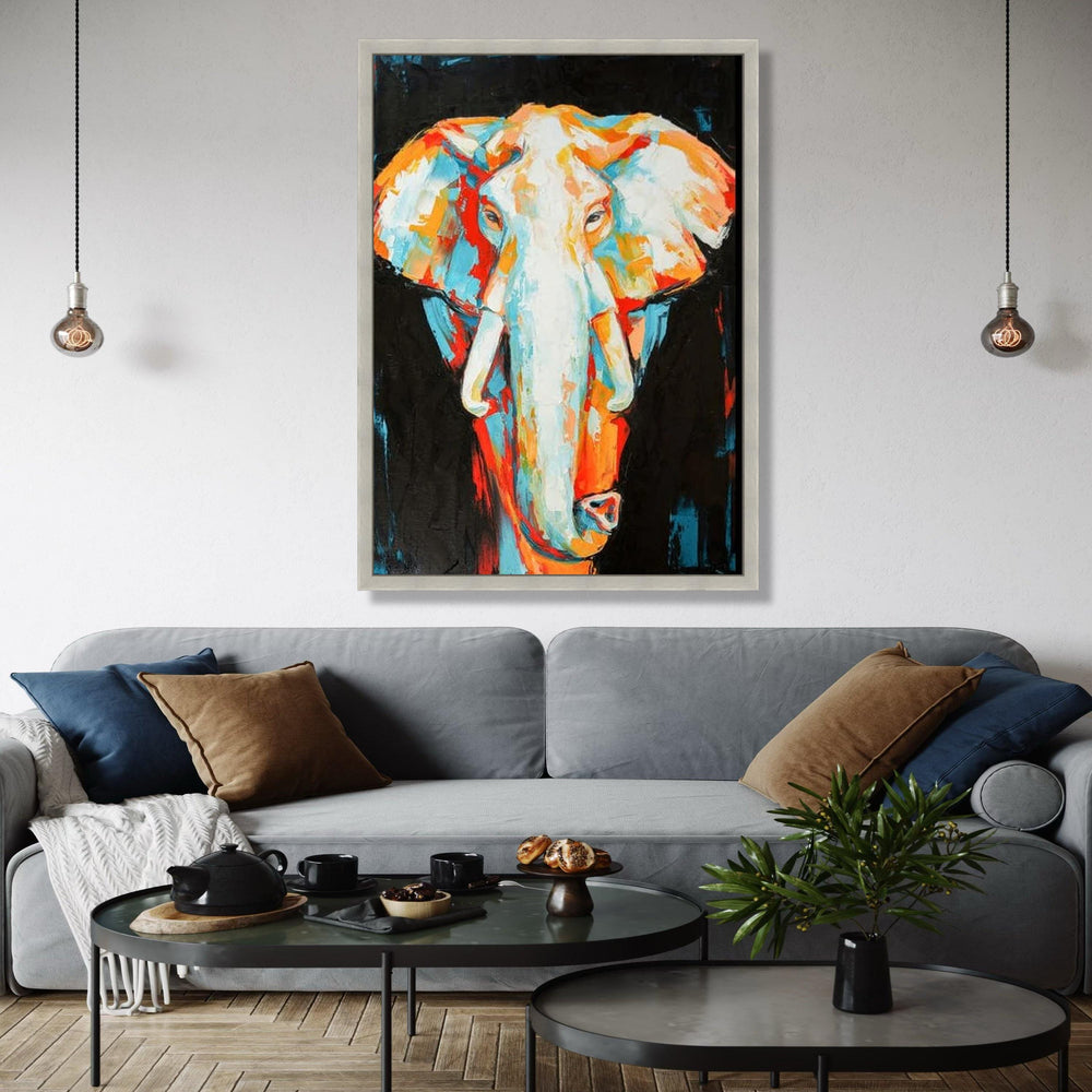 Vibrant Elephant Portrait Canvas, Modern Abstract Animal Art, Colorful Wildlife Wall Decor, Contemporary Safari Gift Art, Home Decor, Print