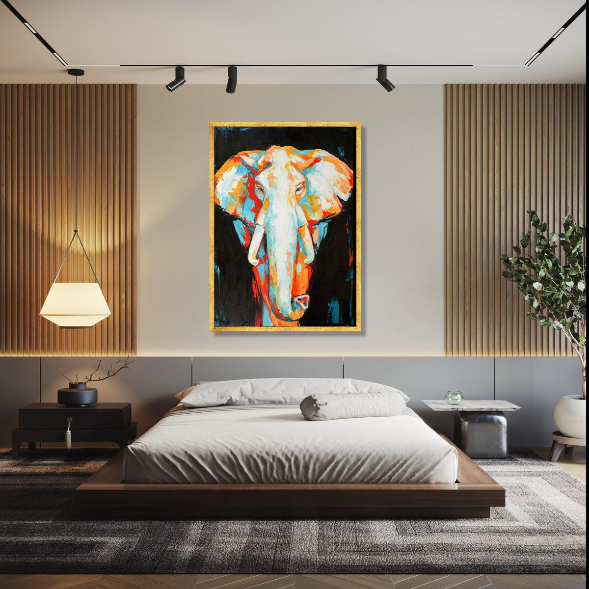 Vibrant Elephant Portrait Canvas, Modern Abstract Animal Art, Colorful Wildlife Wall Decor, Contemporary Safari Gift Art, Home Decor, Print