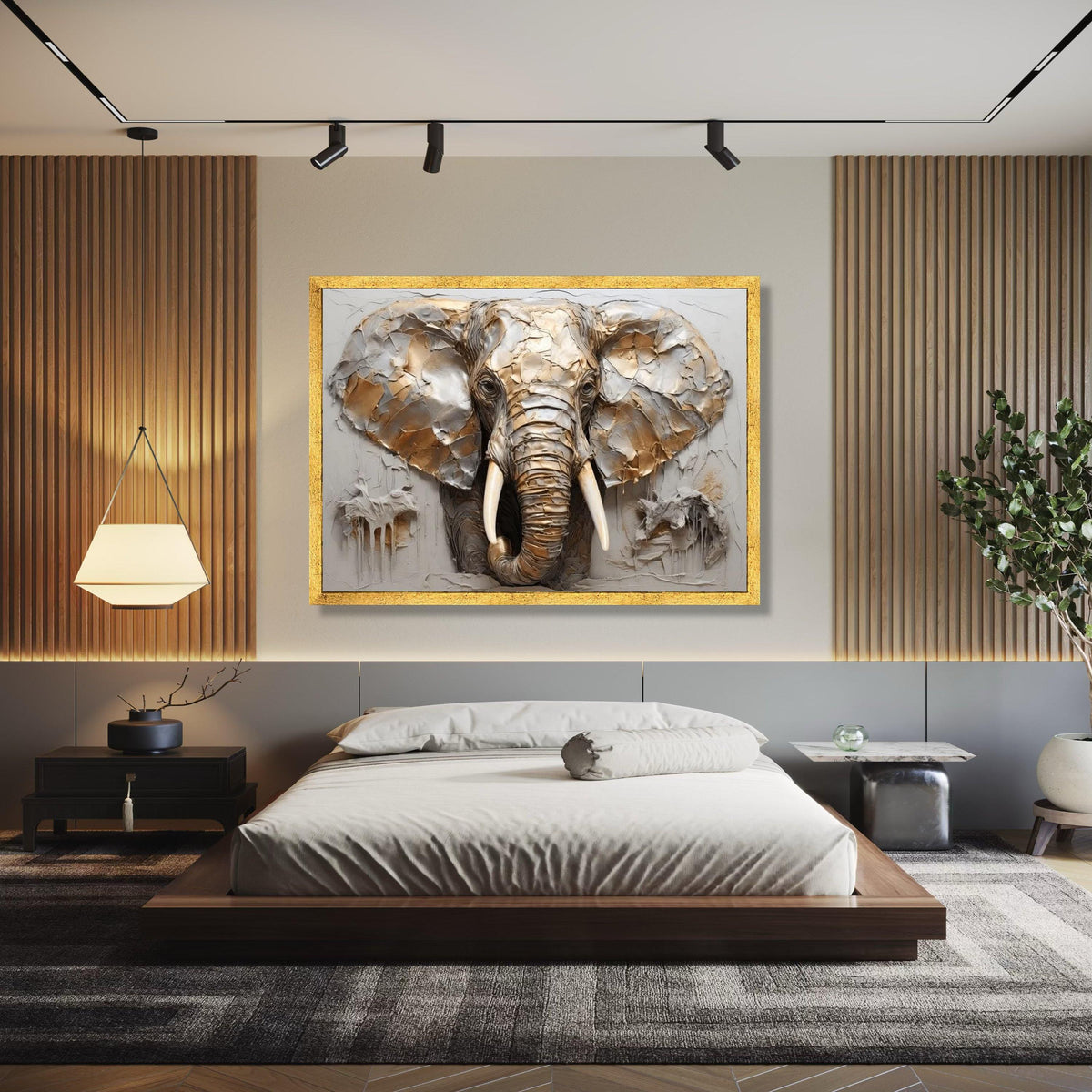 Majestic Elephant Head Canvas Wall Art, Animal Portrait, Safari Wildlife Decoration, 3D Style Neutral Tones Gift Art, Home Decor, Print