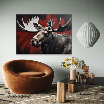 Majestic Moose Portrait Canvas, Wildlife Animal Wall Art, Rustic Cabin Decor, Nature Inspired Canvas Painting, Gift Art, Home Decor, Print