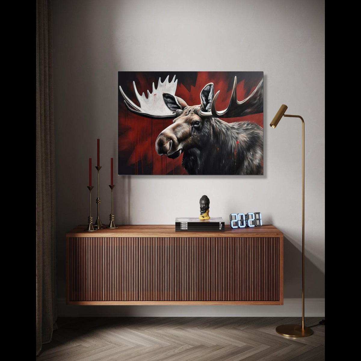 Majestic Moose Portrait Canvas, Wildlife Animal Wall Art, Rustic Cabin Decor, Nature Inspired Canvas Painting, Gift Art, Home Decor, Print