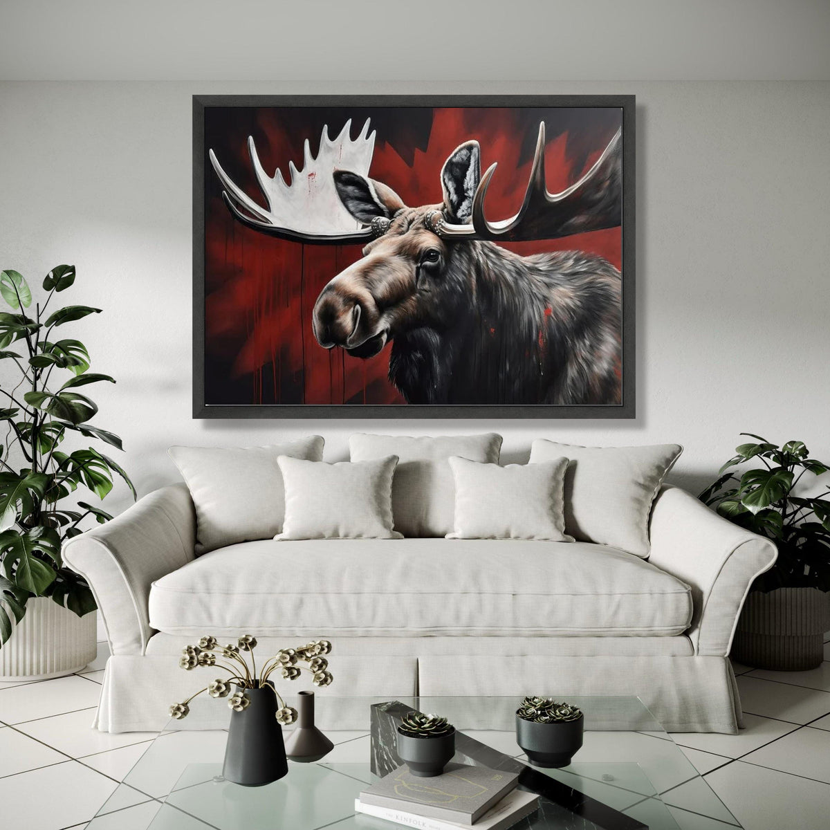 Majestic Moose Portrait Canvas, Wildlife Animal Wall Art, Rustic Cabin Decor, Nature Inspired Canvas Painting, Gift Art, Home Decor, Print