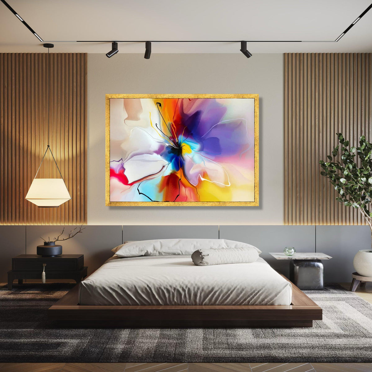 Vibrant Abstract Floral Canvas, Colorful Modern Wall Art, Contemporary Flower Painting, Home Decor Canvas, Ready Gift Art, Home Decor, Print