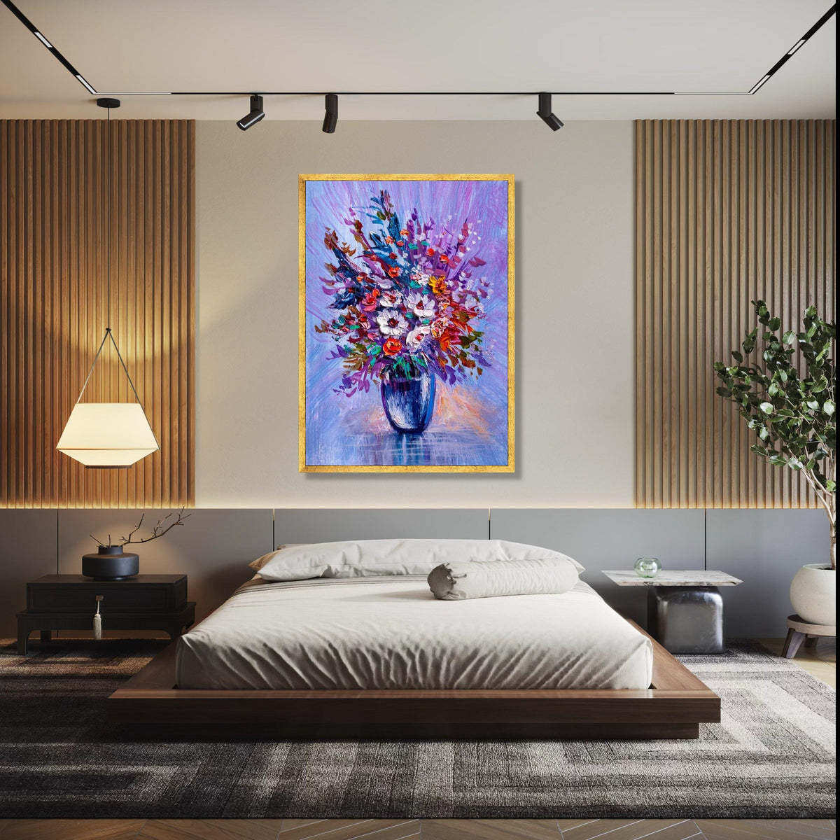 Vibrant Floral Bouquet Canvas, Abstract Flower Art, Colorful Vase Wall Decor, Painting, Modern Home Decoration Gift Art, Home Decor, Print
