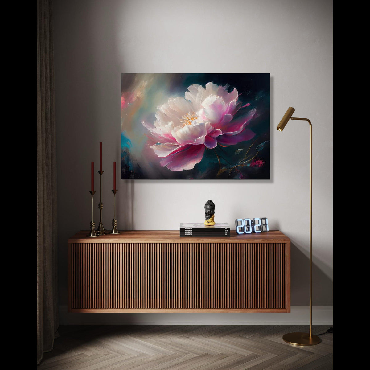 Elegant White and Pink Peony Canvas, Floral Wall Art Painting, Soft Bloom Canvas Print, Romantic Flower Gift Art, Home Decor, Print