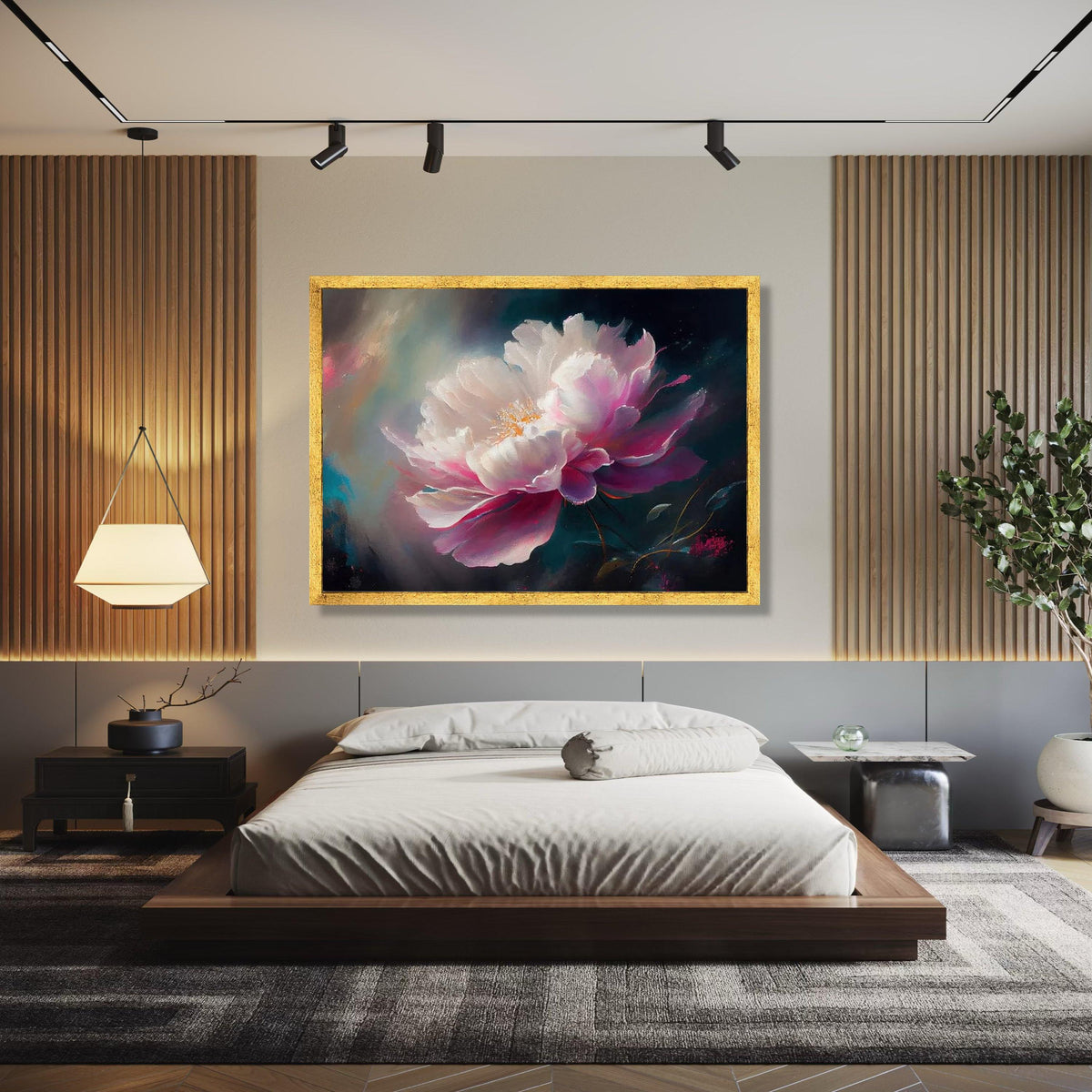 Elegant White and Pink Peony Canvas, Floral Wall Art Painting, Soft Bloom Canvas Print, Romantic Flower Gift Art, Home Decor, Print