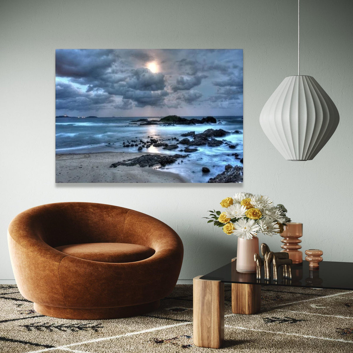 Moody Seaside Sunset Canvas, Ocean Beach Wall Art, Coastal Landscape Canvas, Dramatic Sky Canvas, Nature Home Gift Art, Home Decor, Print