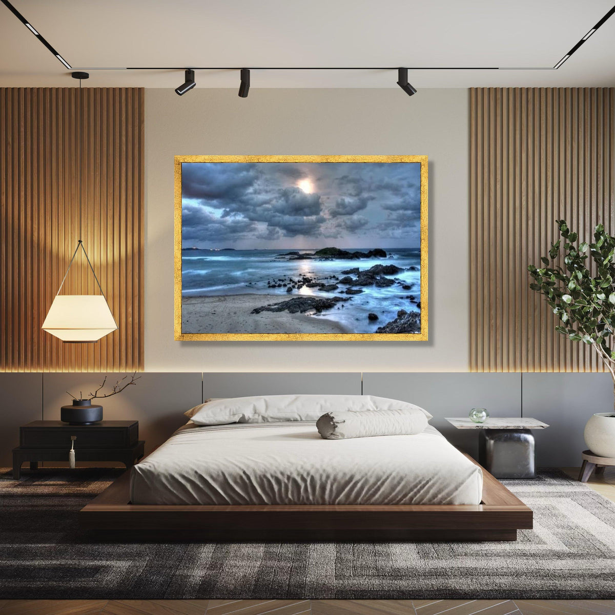 Moody Seaside Sunset Canvas, Ocean Beach Wall Art, Coastal Landscape Canvas, Dramatic Sky Canvas, Nature Home Gift Art, Home Decor, Print
