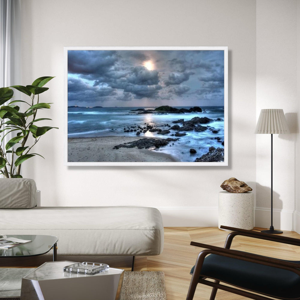 Moody Seaside Sunset Canvas, Ocean Beach Wall Art, Coastal Landscape Canvas, Dramatic Sky Canvas, Nature Home Gift Art, Home Decor, Print