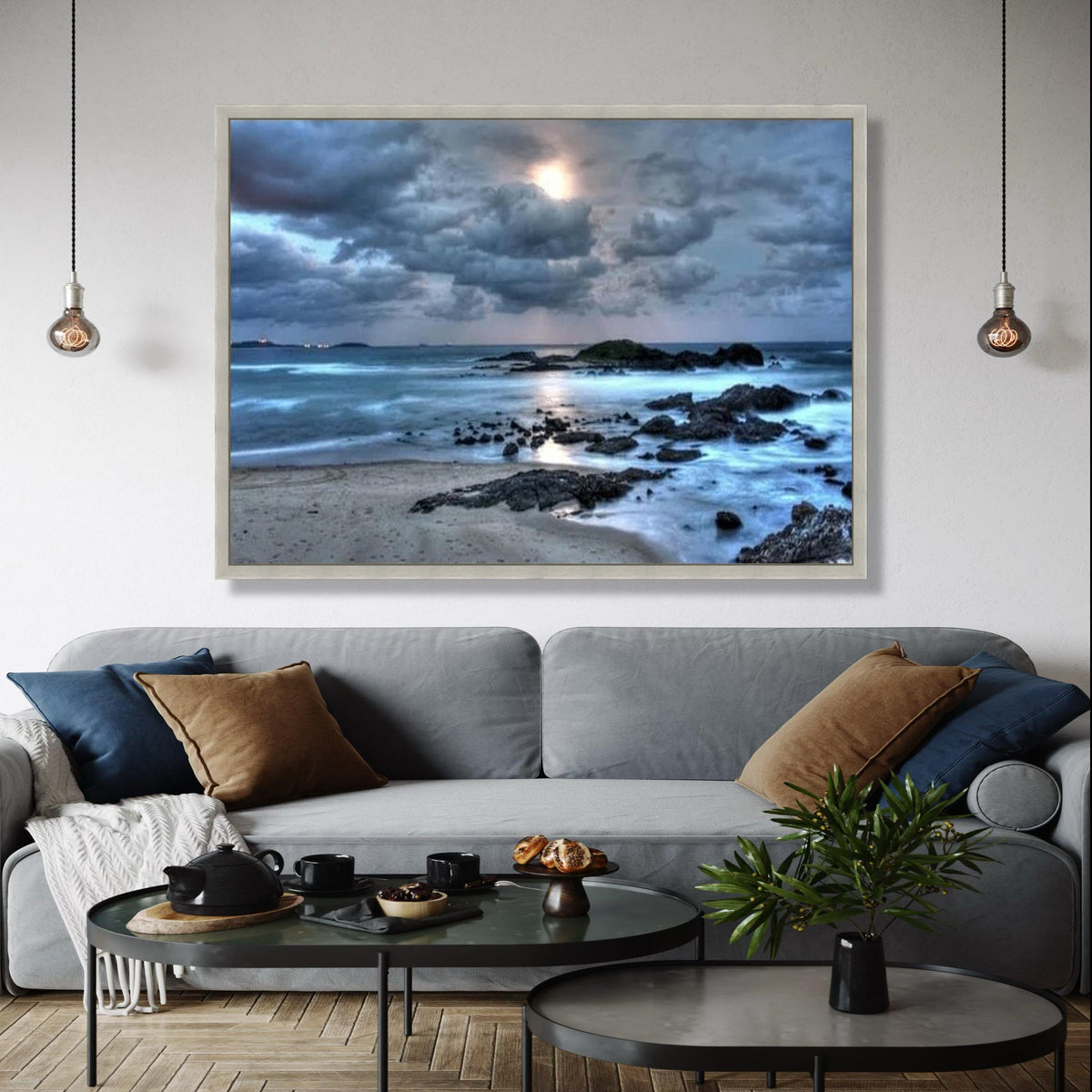 Moody Seaside Sunset Canvas, Ocean Beach Wall Art, Coastal Landscape Canvas, Dramatic Sky Canvas, Nature Home Gift Art, Home Decor, Print