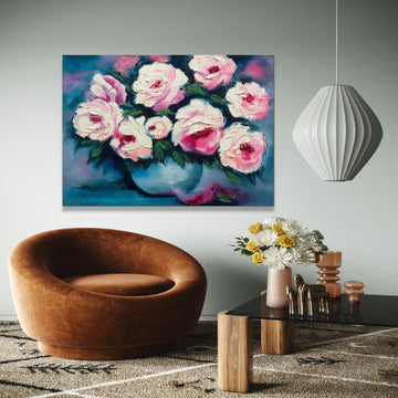 Pink and White Roses Canvas Wall Art, Floral Bouquet Painting, Flower Canvas, Elegant Home Decor, Ready to Hang Gift Art, Home Decor, Print