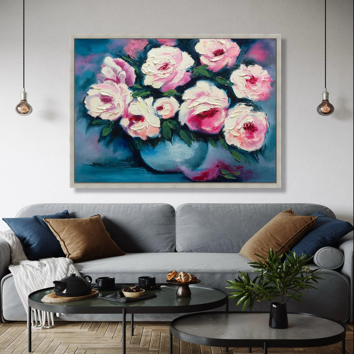 Pink and White Roses Canvas Wall Art, Floral Bouquet Painting, Flower Canvas, Elegant Home Decor, Ready to Hang Gift Art, Home Decor, Print