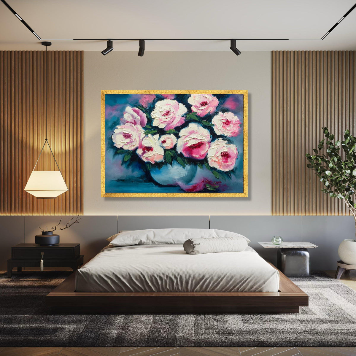 Pink and White Roses Canvas Wall Art, Floral Bouquet Painting, Flower Canvas, Elegant Home Decor, Ready to Hang Gift Art, Home Decor, Print
