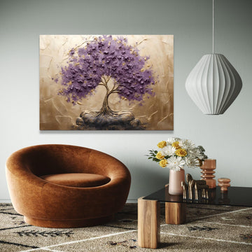Elegant Purple Tree Canvas Wall Art, Tree of Life Painting, Modern Nature Decor, Abstract Floral Canvas, Home Gift Art, Home Decor, Print