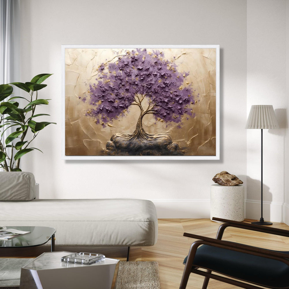 Elegant Purple Tree Canvas Wall Art, Tree of Life Painting, Modern Nature Decor, Abstract Floral Canvas, Home Gift Art, Home Decor, Print