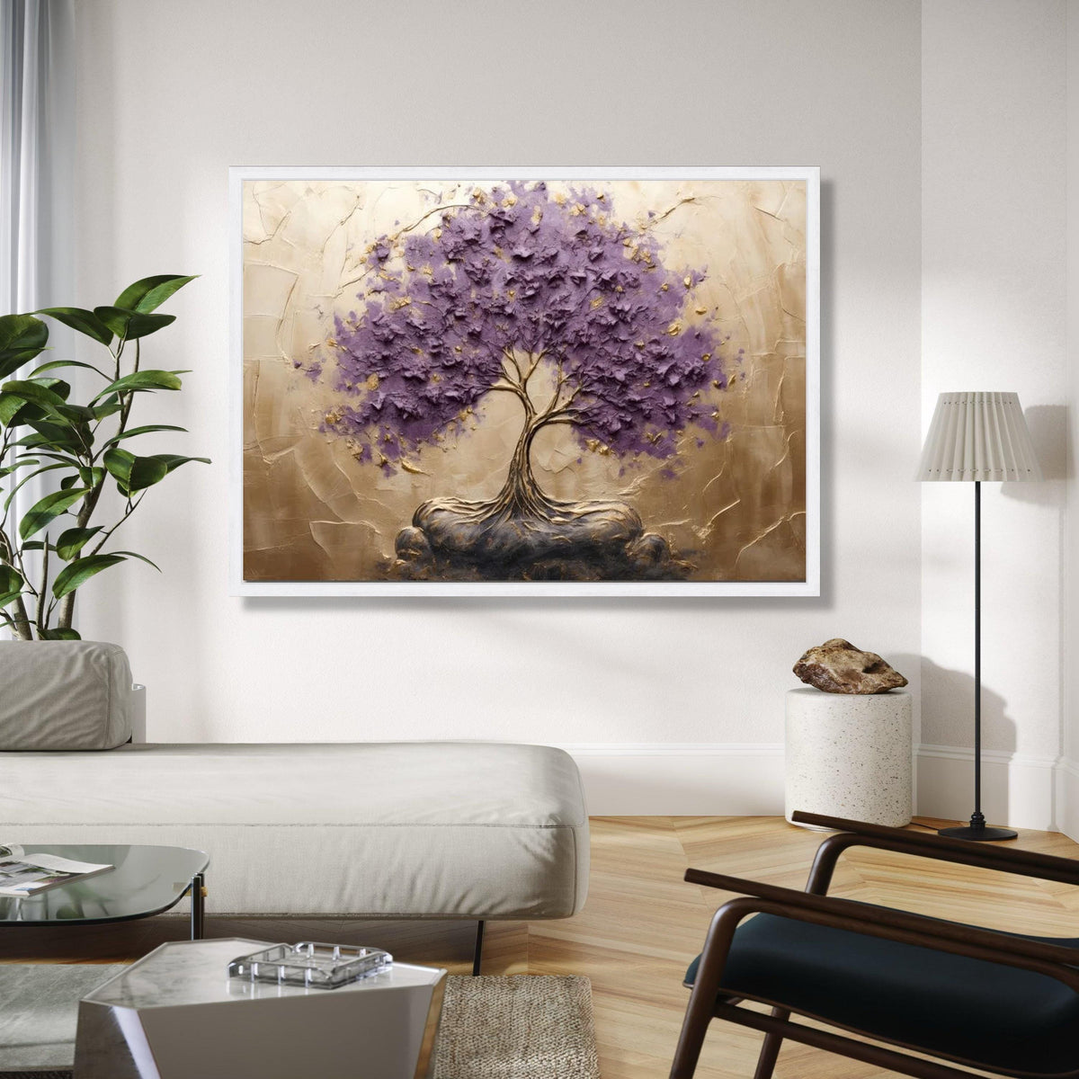Elegant Purple Tree Canvas Wall Art, Tree of Life Painting, Modern Nature Decor, Abstract Floral Canvas, Home Gift Art, Home Decor, Print