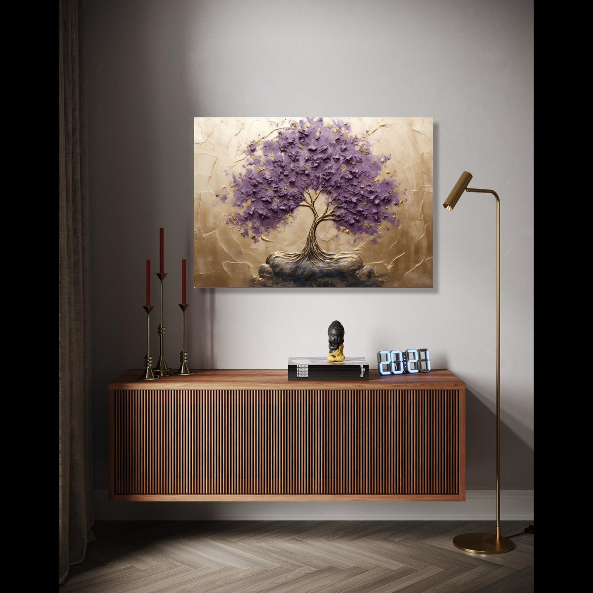Elegant Purple Tree Canvas Wall Art, Tree of Life Painting, Modern Nature Decor, Abstract Floral Canvas, Home Gift Art, Home Decor, Print