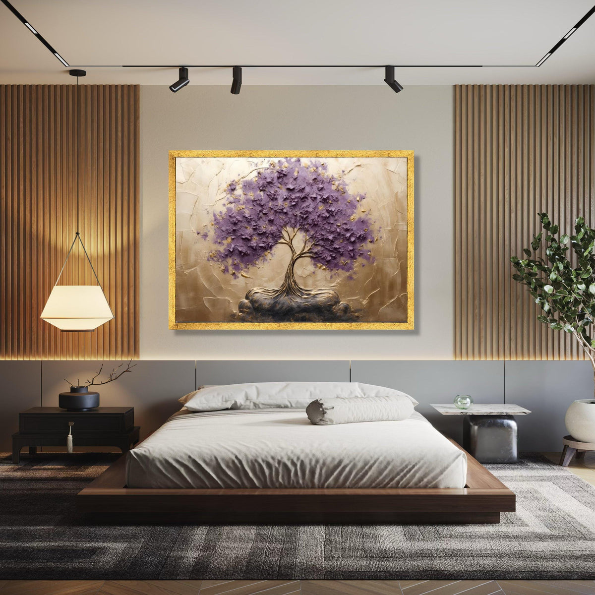 Elegant Purple Tree Canvas Wall Art, Tree of Life Painting, Modern Nature Decor, Abstract Floral Canvas, Home Gift Art, Home Decor, Print