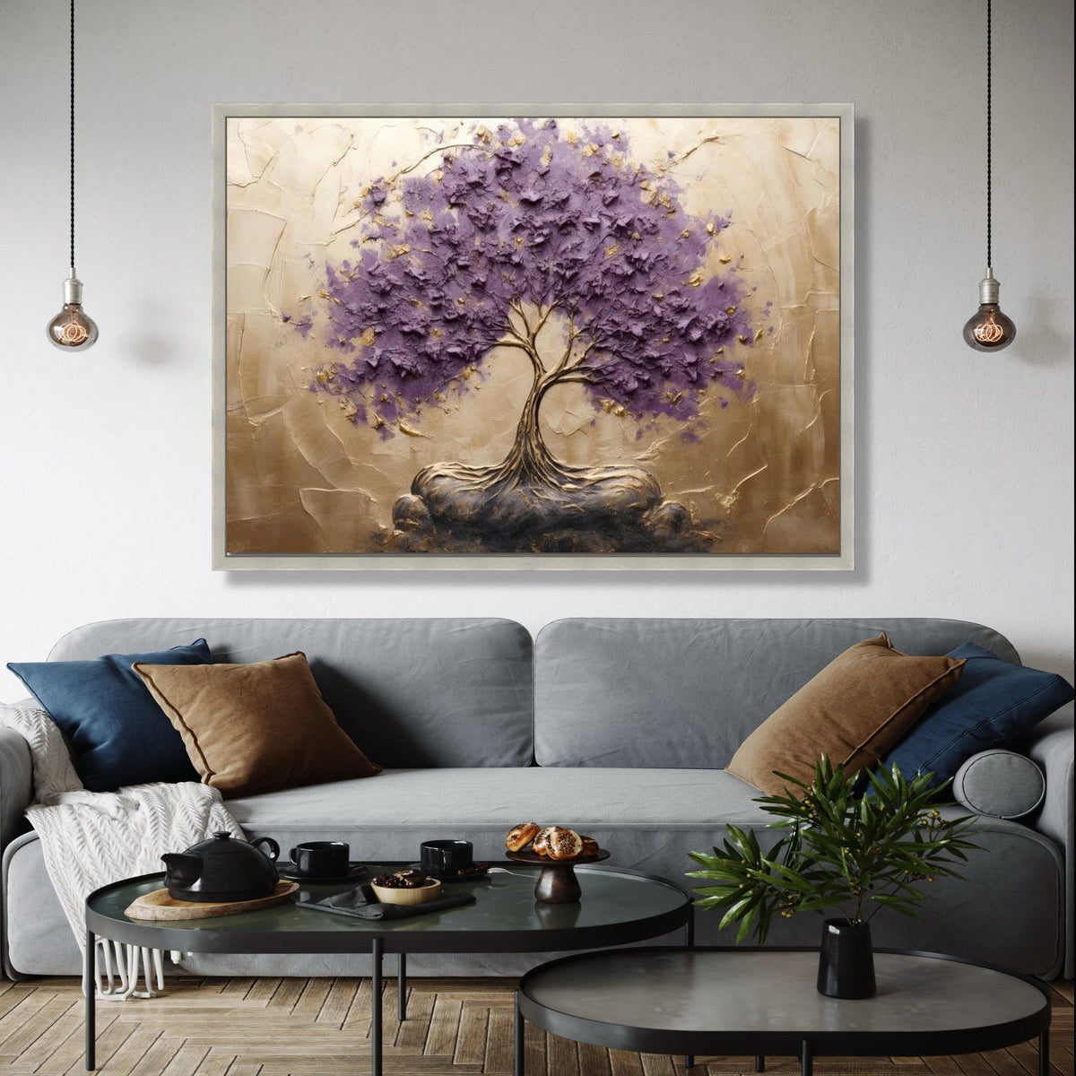 Elegant Purple Tree Canvas Wall Art, Tree of Life Painting, Modern Nature Decor, Abstract Floral Canvas, Home Gift Art, Home Decor, Print