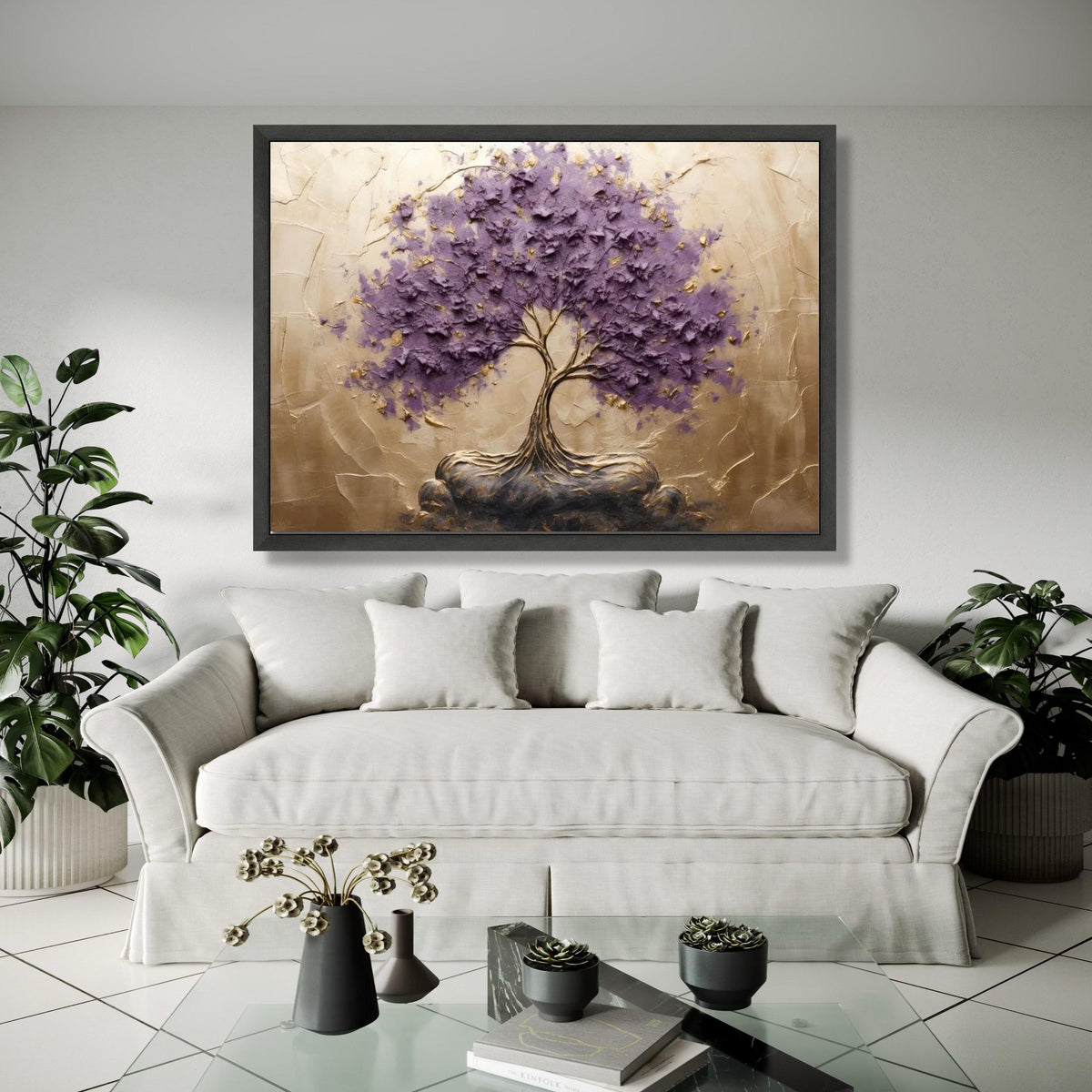 Elegant Purple Tree Canvas Wall Art, Tree of Life Painting, Modern Nature Decor, Abstract Floral Canvas, Home Gift Art, Home Decor, Print