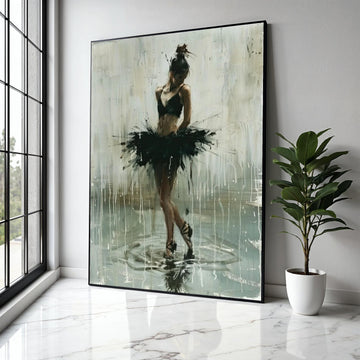 Elegant Ballet Dancer Canvas, Black Tutu Art, Modern Dance Wall Decor, Contemporary Ballet Painting, Graceful Gift Art, Home Decor, Print