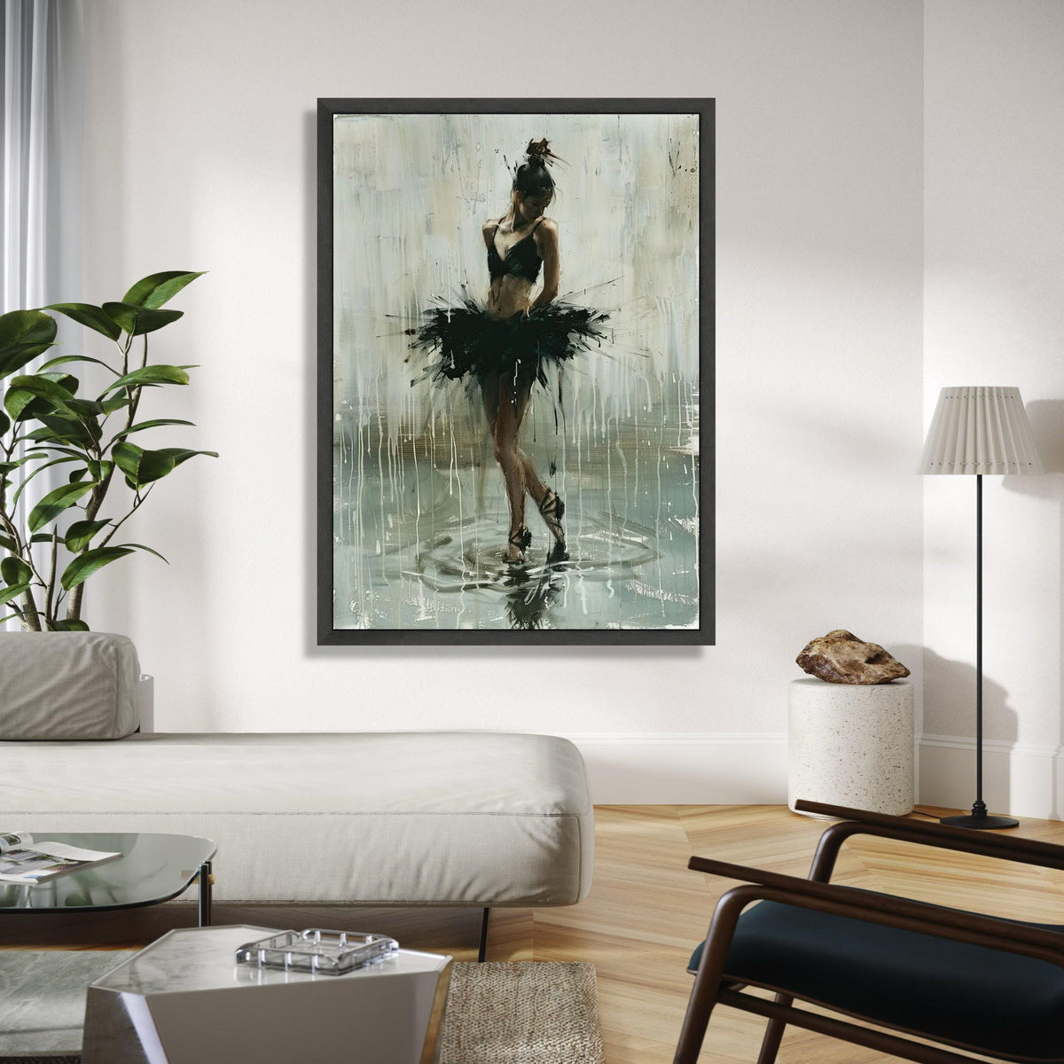 Elegant Ballet Dancer Canvas, Black Tutu Art, Modern Dance Wall Decor, Contemporary Ballet Painting, Graceful Gift Art, Home Decor, Print