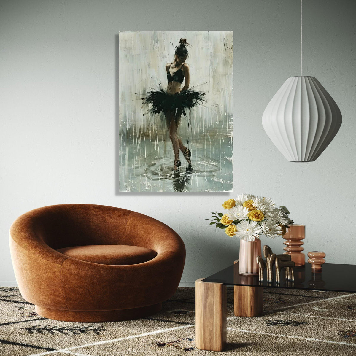 Elegant Ballet Dancer Canvas, Black Tutu Art, Modern Dance Wall Decor, Contemporary Ballet Painting, Graceful Gift Art, Home Decor, Print