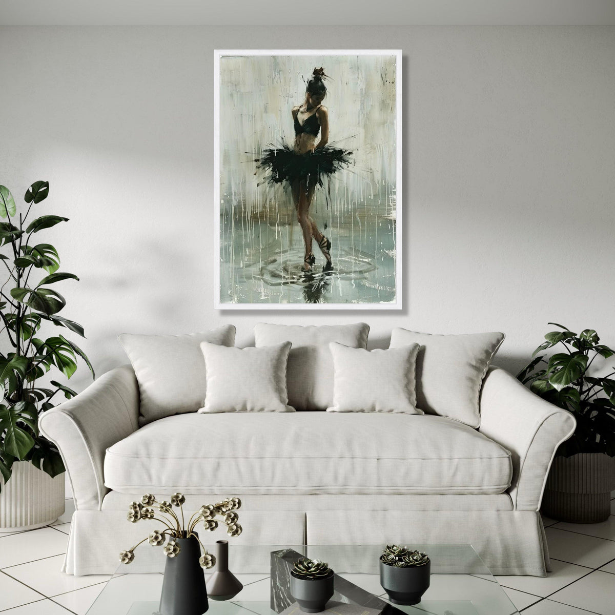 Elegant Ballet Dancer Canvas, Black Tutu Art, Modern Dance Wall Decor, Contemporary Ballet Painting, Graceful Gift Art, Home Decor, Print