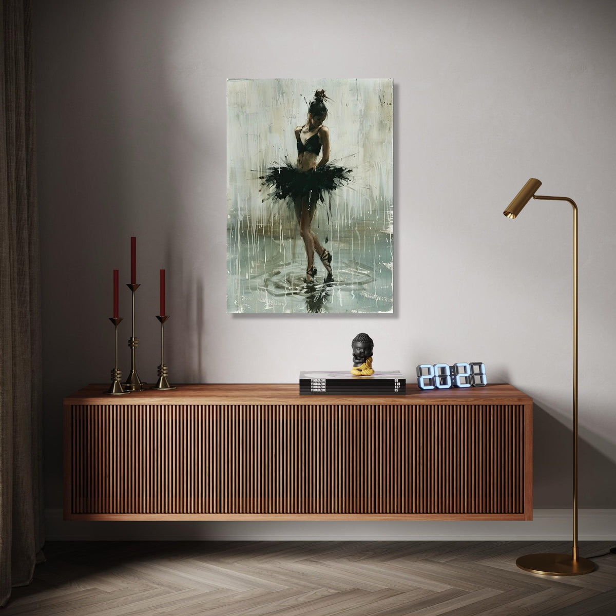Elegant Ballet Dancer Canvas, Black Tutu Art, Modern Dance Wall Decor, Contemporary Ballet Painting, Graceful Gift Art, Home Decor, Print