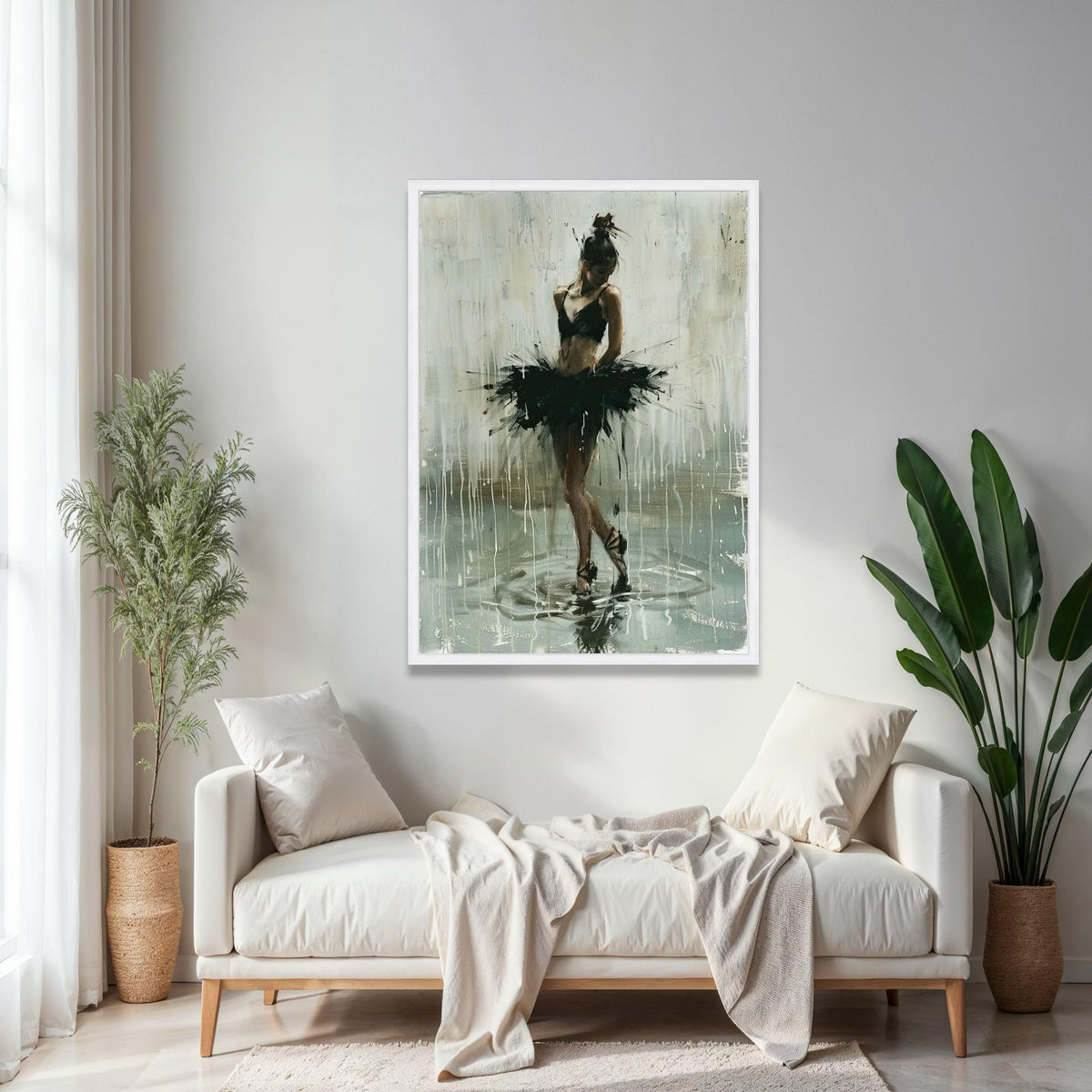 Elegant Ballet Dancer Canvas, Black Tutu Art, Modern Dance Wall Decor, Contemporary Ballet Painting, Graceful Gift Art, Home Decor, Print
