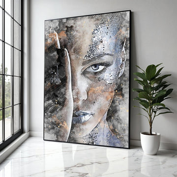 Abstract Female Portrait Canvas, Face Wall Art, Modern Artistic Decor, Monochrome Canvas Painting, Expressionist Gift Art, Home Decor, Print