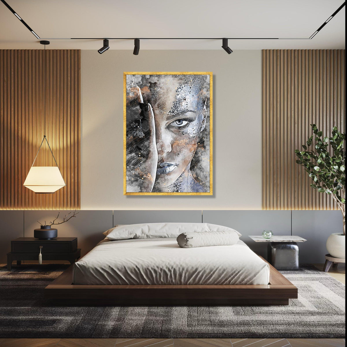 Abstract Female Portrait Canvas, Face Wall Art, Modern Artistic Decor, Monochrome Canvas Painting, Expressionist Gift Art, Home Decor, Print
