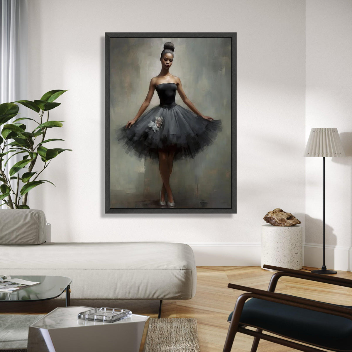 Elegant Black Ballet Dancer Canvas, Contemporary Dance Art, Graceful Ballet Wall Decor, Modern Tutu Canvas, Gift Art, Home Decor, Print