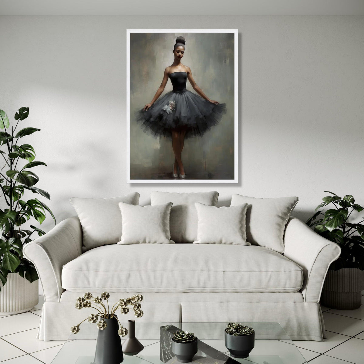 Elegant Black Ballet Dancer Canvas, Contemporary Dance Art, Graceful Ballet Wall Decor, Modern Tutu Canvas, Gift Art, Home Decor, Print