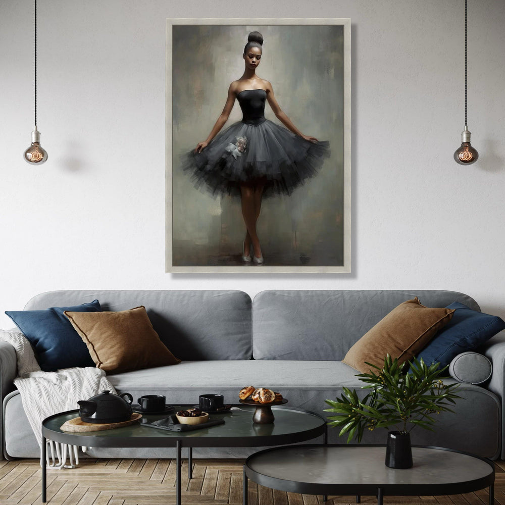 Elegant Black Ballet Dancer Canvas, Contemporary Dance Art, Graceful Ballet Wall Decor, Modern Tutu Canvas, Gift Art, Home Decor, Print